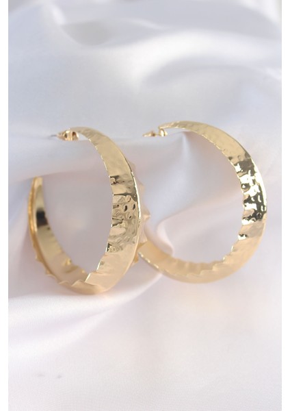 Mulvxxmd XDN02 Pirinç Gold Renk Yaprak Desenli Halka Küpe (Mulvix)