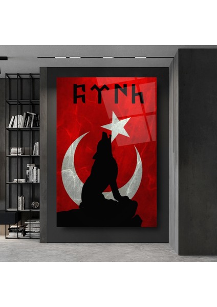 Kurt ve Bayrak Cam Tablo | Hediyelik, Dekoratif, Ofis, Mutfak indirimleri