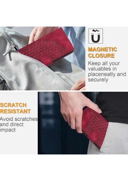 Samsung Galaxy M55 Darbeye Deri Kılıf Için Flip Case Geometrik Desen (Yurt Dışından)
