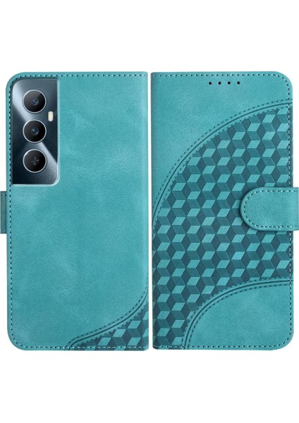 Realme C65 Flip Iş Geometrik Desen Pu Deri Flip Case (Yurt Dışından)