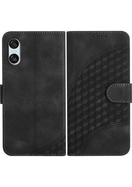 Sony Xperia 10 Vı Darbeye Deri Kılıf Için Flip Case Geometrik Desen (Yurt Dışından)