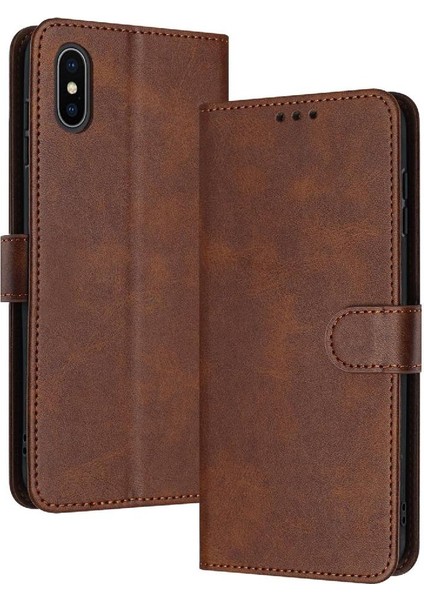 Toka ile IPhone Xs Max Için Flip Case Kickstand Pu Deri Saf Renk (Yurt Dışından)