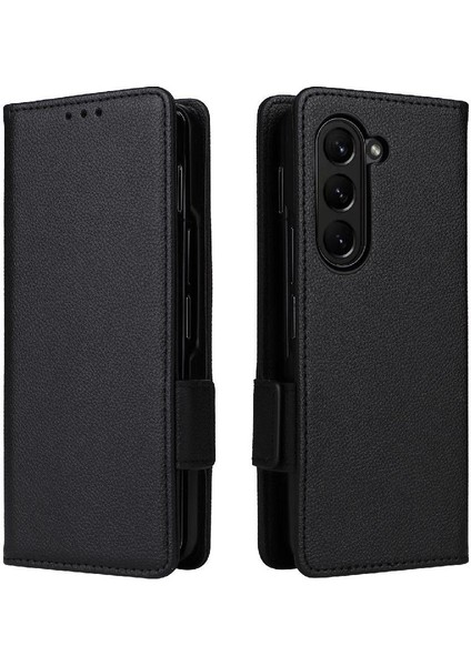 Samsung Galaxy Z Için Flip Case Fold 6 Kart Yuvaları Tutucu Manyetik Yan Pu (Yurt Dışından)