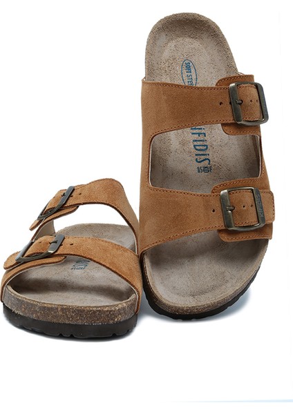K10260SD Kifidis Soft Step Kadın Çift Bantlı Süet Mantar Terlik 36-41