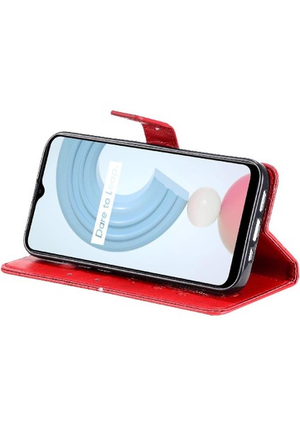 Kart Yuvası Standı ile Realme C21Y Flip Kickstand Pu Deri Için Flip Case (Yurt Dışından) modelleri