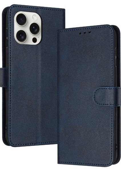 Kart ile IPhone 13 Pro Kickstand Pu Deri Saf Renk Için Flip Case (Yurt Dışından)