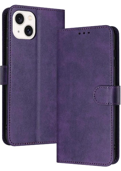 IPhone 14 Için Flip Case Artı Kickstand ile Saf Renk Pu Deri (Yurt Dışından)
