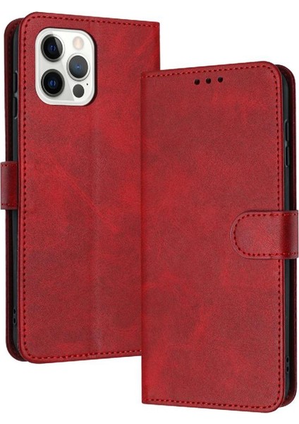 Toka Saf Renk Pu ile Kart Yuvası ile IPhone 12 Pro Max Için Flip Case (Yurt Dışından)