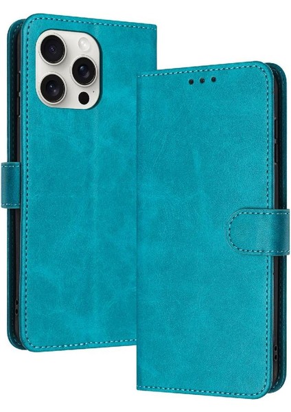 IPhone 13 Için Flip Case Pro Max Saf Renk Pu Deri Kickstand ile (Yurt Dışından)