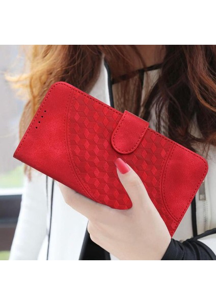 Samsung Galaxy M55 Darbeye Deri Kılıf Için Flip Case Geometrik Desen (Yurt Dışından)