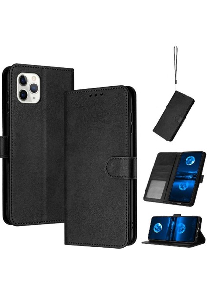 Kart Yuvası ile IPhone 11 Pro Max Saf Renk Pu Deri Için Flip Case (Yurt Dışından)