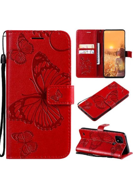 Kart Yuvası Standı Pu Flip ile Realme C20/C21 Darbeye Dayanıklı Kapak Için Flip Case (Yurt Dışından)