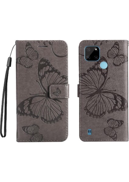 Kart Yuvası Standı ile Realme C21Y Flip Kickstand Pu Deri Için Flip Case (Yurt Dışından)