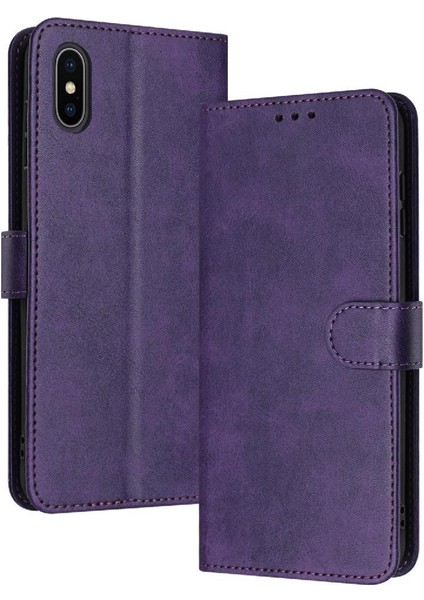 Toka ile IPhone Xs Max Için Flip Case Kickstand Pu Deri Saf Renk (Yurt Dışından)