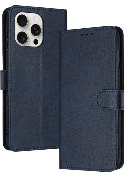 IPhone 13 Için Flip Case Pro Max Saf Renk Pu Deri Kickstand ile (Yurt Dışından)