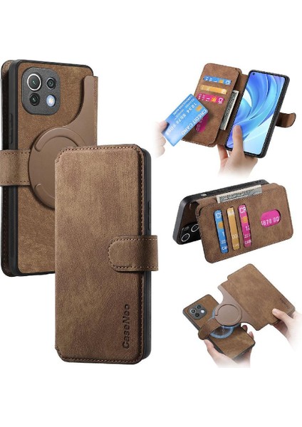 Xiaomi 11 Lite Için Flip Case Retro Cüzdan Kart Standı Mıknatıs Koruyucu (Yurt Dışından)