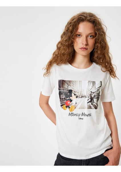 Mickey Mouse Oversize Tişört Pamuklu Kısa Kollu Lisanslı Baskılı