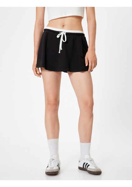 Mini Şort Etek Beli Bağcıklı Rahat Kalıp modelleri