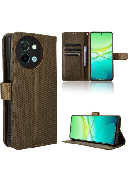 Vıvo Y200I 5g Manyetik Cüzdan Kapak Kart Tutucu Kickstand Için Kılıf (Yurt Dışından)
