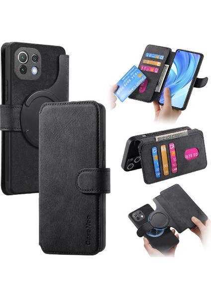 Xiaomi 11 Lite Için Flip Case Retro Cüzdan Kart Standı Mıknatıs Koruyucu (Yurt Dışından)