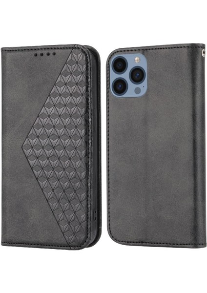 IPhone 13 Için Flip Case Pro Eşkenar Dörtgen Şekli El Kayışı Standı Günlük Kullanım (Yurt Dışından)