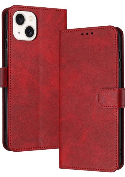 IPhone 14 Için Flip Case Artı Kickstand ile Saf Renk Pu Deri (Yurt Dışından)