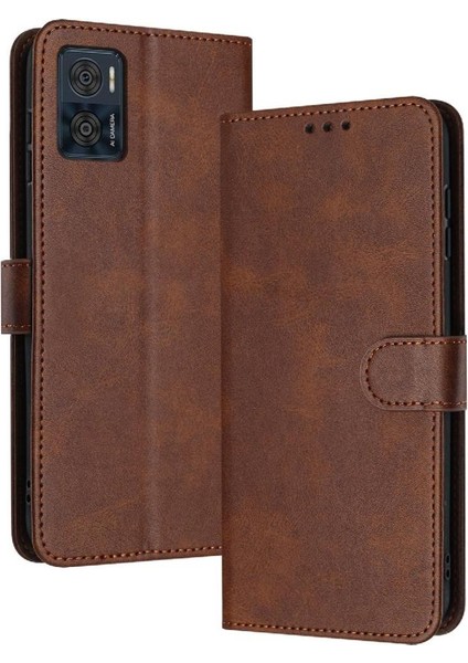 Motorola Moto E22/E22I Için Flip Case Toka ile Saf Renk ile Kart Pu (Yurt Dışından)
