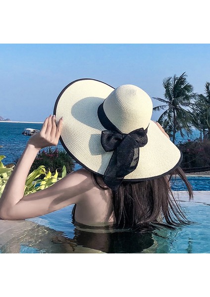 Katlanabilir Yaz Plaj Şapkası Güneş Şapkası Güneş Koruması Büyük Kenar Bayan Güneş Şapkası (Yurt Dışından)