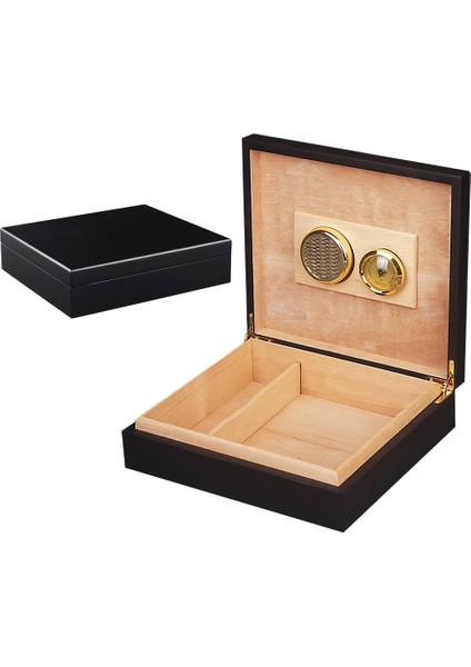 Mat Siyah Sedir Ağacı Humidor Puro Kutusu RD28
