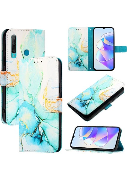 Huawei P Akıllı 2019 Mermer Desen Kickstand Pu Deri Cüzdan (Yurt Dışından)