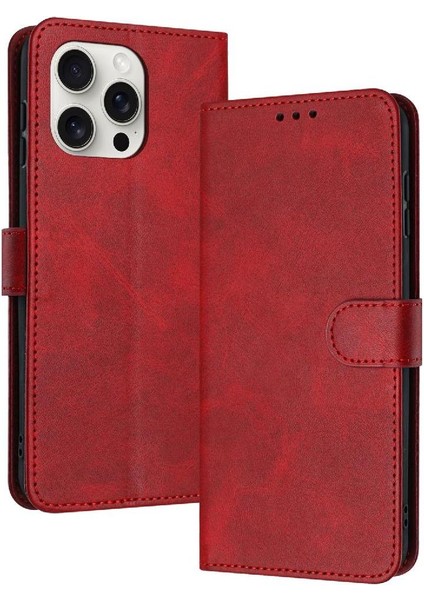 Toka Pu Deri Saf Kart Yuvası ile IPhone 15 Pro Için Flip Case (Yurt Dışından)
