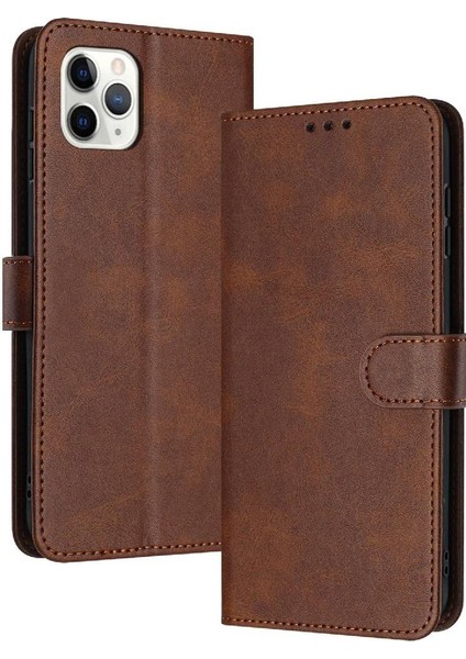 Kart Yuvası ile IPhone 11 Pro Max Saf Renk Pu Deri Için Flip Case (Yurt Dışından)
