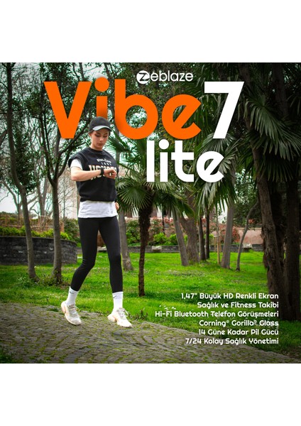 Zeblaze Vibe 7 Lite - Orange Akıllı Saat - Turuncu, SpO2 (Kan oksijeni) İzleme, Uyku İzleme, Suya Dayanıklı, Çoklu Spor Modları