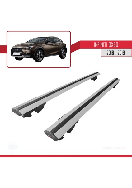 Infiniti QX30 2016-2019 Arası ile Uyumlu Hook Model Anahtar Kilitli Ara Atkı Tavan Barı Gri fırsatları