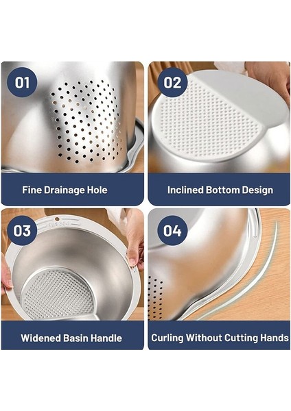 Paket Paslanmaz Çelik Pirinç Yıkama Kaseleri, Pirinç ve Sebzeleri Yıkamak Için Elek, Sebzeler, Sabit Yapışkan Kancalı (Yurt Dışından) fırsatları