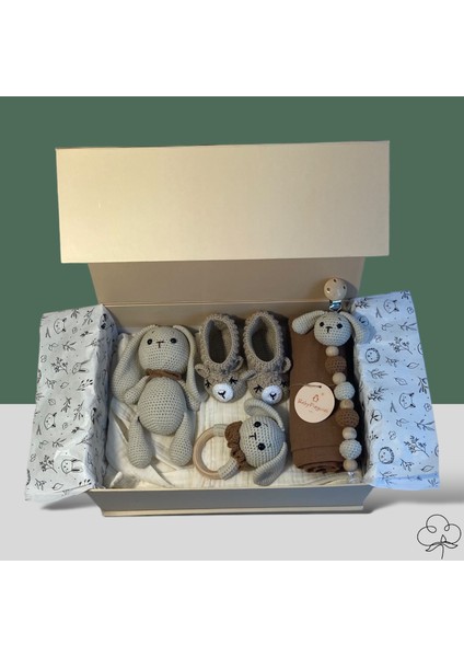 Baby Pinguini  Bebek Hediye Kutusu / Kişiselleştirilebilir Babyshower Yenidoğan Hediye Seti - Rabbit Box 1