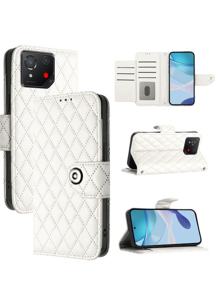 Asus Rog Phone 8 Için Eşkenar Dörtgen Dokulu Deri Kılıf (Yurt Dışından)