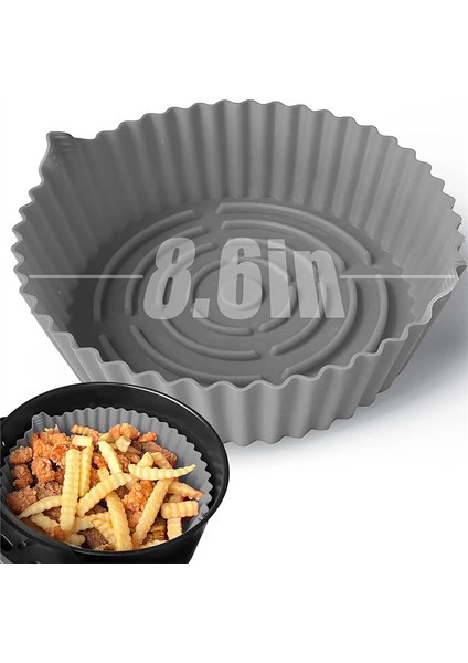 8.6 Inç Hava Fritöz Silikon Pot, Silikon Hava Fritöz Gömlekleri Fırın Aksesuarları Isıya Dayanıklı, Yeniden Kullanılabilir Hava Fritözler Astar Gri (Yurt Dışından)