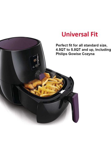 Hava Fritöz Rafı Xl Hava Fritöz Aksesuarları 2'li Set, Çok Amaçlı Çift Katmanlı Raf, Şiş, Istiflenebilir Metal Tutucu (Yurt Dışından)