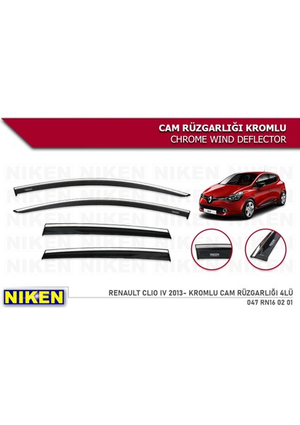 Oto Cirit Renault Clio 4 2012-2019 Kromlu Cam Rüzgarlığı