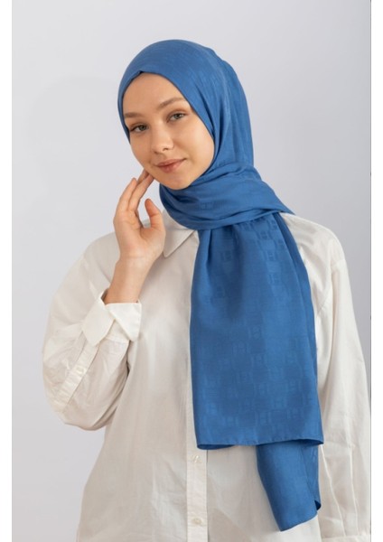 Ipeksi H Monogram Jakar Şal Indigo Mavi