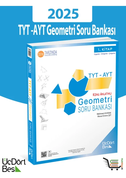 ÜçDörtBeş Yayınları 345 - Tyt-Ayt 2025 Model Geometri Soru Bankası - Güncel Baskı