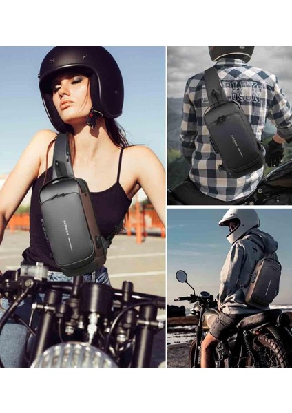 Telox Fashion USB Şarj Portlu ve Kilitli Omuz ve Göğüs Çantası, Şık Tasarım, Powerbank Bağlantılı, Hareket Halinde Şarj