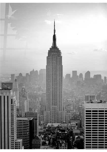 Empire State Binası Siyah Beyaz Cam Tablo | Hediyelik, Dekoratif, Ofis, Mutfak