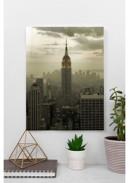 Empire State Binası Cam Tablo | Hediyelik, Dekoratif, Ofis, Mutfak