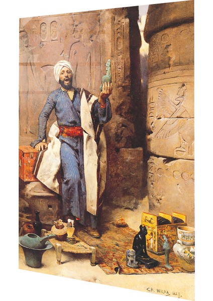 Ünlü Ressam Tabloları, Charles Wilda, Jade Isis Heykeli Cam Tablo | Hediyelik, Dekoratif, Ofis, Mutfak