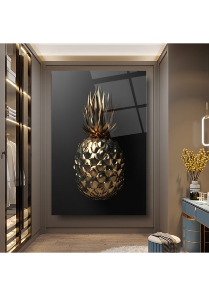 Gold Ananas Cam Tablo | Hediyelik, Dekoratif, Ofis, Mutfak