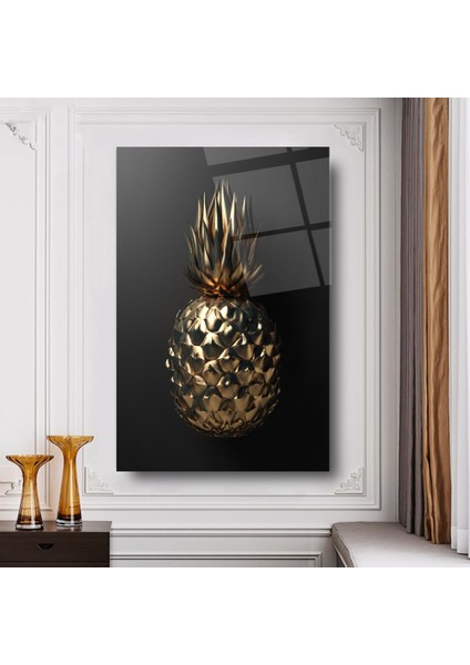 Gold Ananas Cam Tablo | Hediyelik, Dekoratif, Ofis, Mutfak