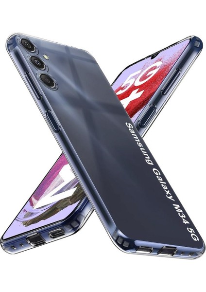 Galaxy M34 5g Uyumlu Anti Shock Kamera Korumalı Renksiz Şeffaf Lüx Case