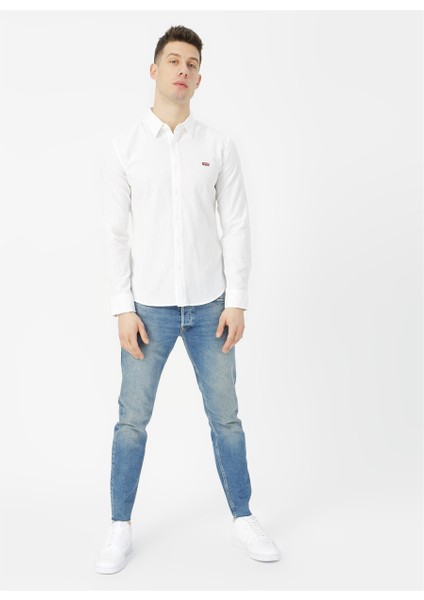 Levis 86625-0002 Ls Battery Shirt Slim Beyaz Erkek Gömlek Beden: S